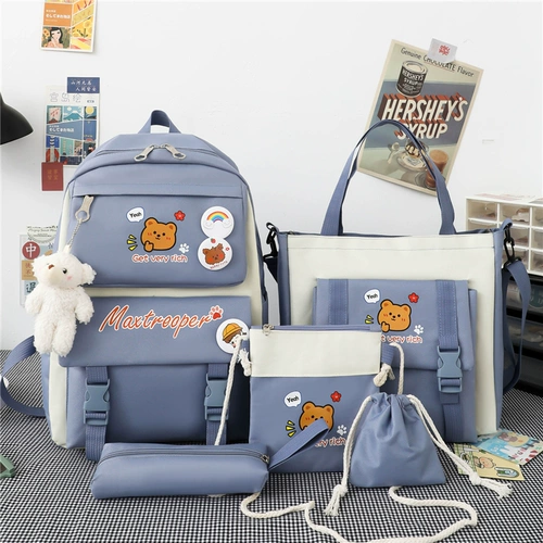 Брендовый комплект, ранец, сумка через плечо, вместительный и большой милый рюкзак, для средней школы