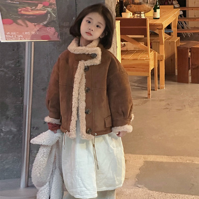 女童皮毛一体外套2025冬季