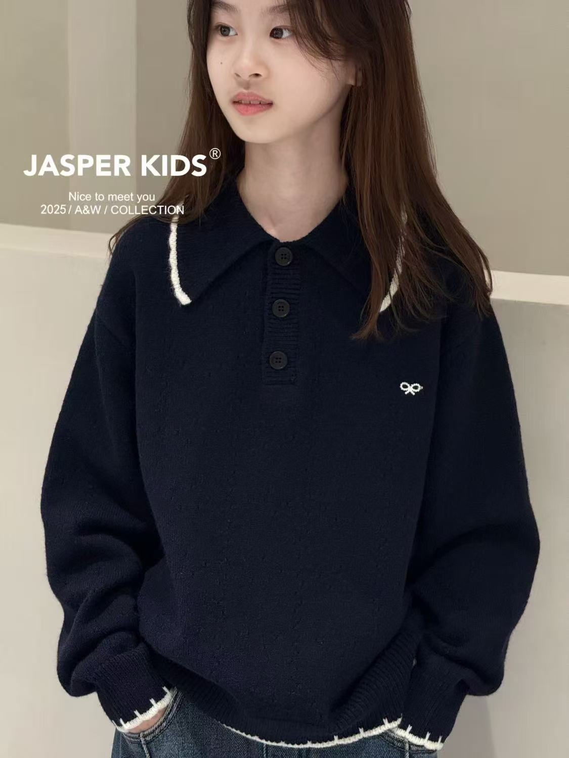 jasper毛衣2025年冬季新款男生女生韩系长袖上衣亲子