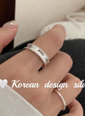 Ins戒指韩国亮片S925纯银亮拼接