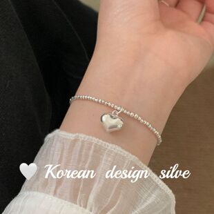 饰品手链戴碎银风小众设计纯银叠高级感Ins韩国手工爱心精巧S925