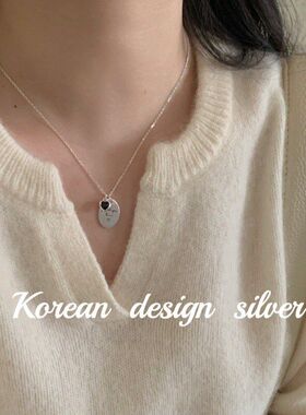 爱心圆牌韩国链小众英文S925项