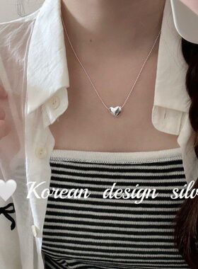 春夏韩国银饰新款S925纯银风 爱心简约ins小众圆珠设计高级感项链