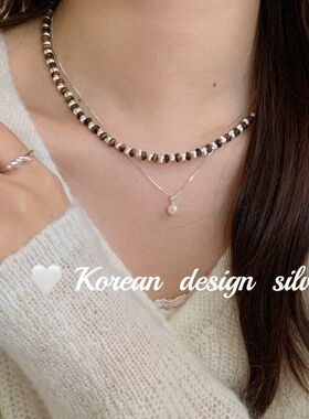 设计链显锁骨韩国银饰ins 天然高级感纯银S925珍珠项链简约风气质
