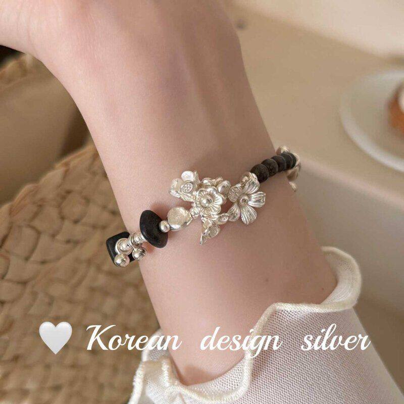 捶打 纯银小众重工清迈泰银手链泰国S925竹节ins繁花手工复古沉香