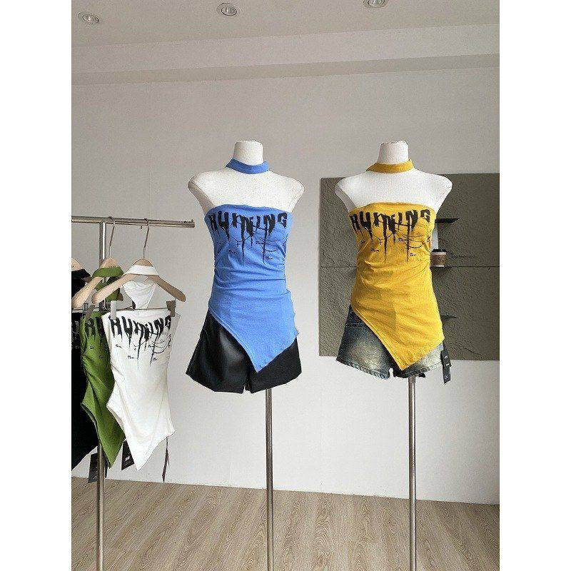 上衣女潮挂脖2025胸垫字母收腰夏季自带新款美式辣妹印花纯色吊带,女装/女士精品,抹胸,淘宝优惠券,粉丝福利购,淘宝优惠卷