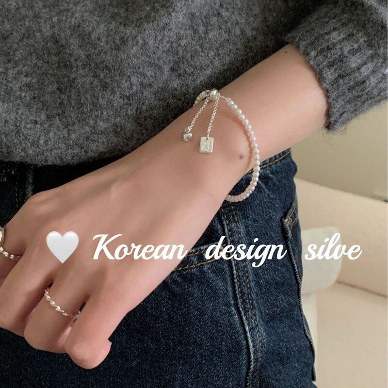 S925饰品设计精巧纯银 简约珍珠3m爱心女韩版抽拉高级感小众手链