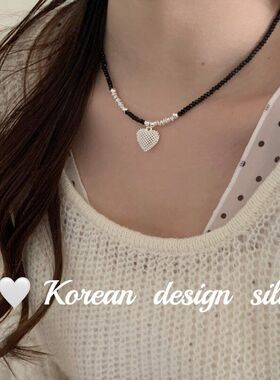 切面年秋冬项链黑玛瑙纯银蕾丝