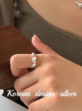 S925环扭纹风博主亮麻花小众绕