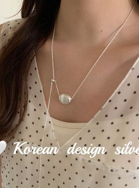 项链新款拉丝2025纯银女新几何