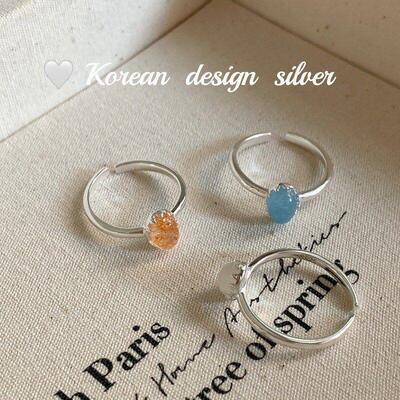 饰品博主同款ins纯银指环简约石