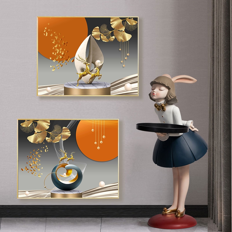 玄关电表箱装饰画上下免打孔配电箱挂画两幅联组合强弱电现代轻奢图片