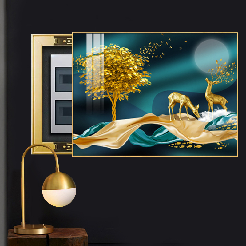 电表箱装饰画免打孔配电箱遮挡箱电闸盒挂画创意餐厅轻奢壁画晶瓷图片