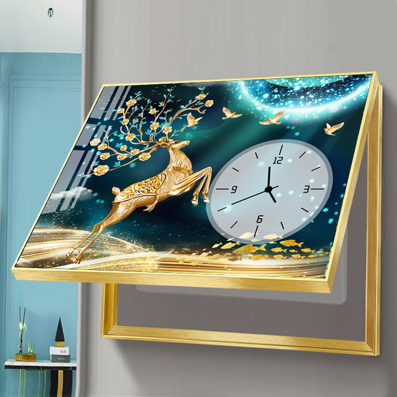 电表箱装饰画带钟表遮挡配电箱电闸盒餐厅挂钟时钟强电箱2025新款