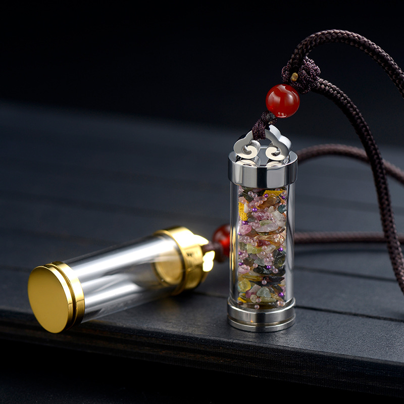 舍利子瓶可装藏噶乌盒挂件项链饰品藏式尼泊尔钛钢悟空嘎乌盒吊坠