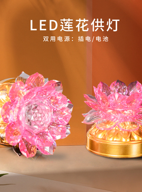 佛前观音菩萨供奉财神荷花灯
