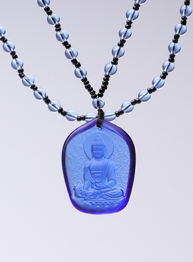 古法琉璃药师佛绿度母吊坠擦擦绳子挂绳男女同款琉璃药师吊坠项链