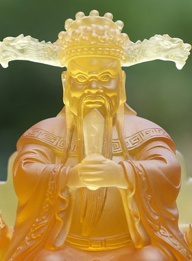 财神爷琉璃摆件桌面前台摆件龙五爷财神爷家居供奉摆设店铺佛像