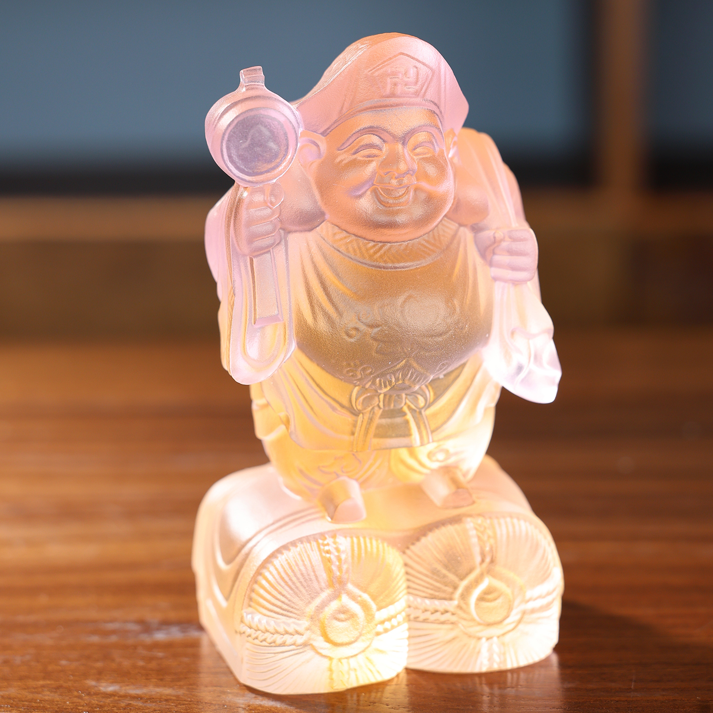 古法琉璃大黑天人物像二臂玛哈嘎拉艺术雕塑居家装饰工艺收藏摆件