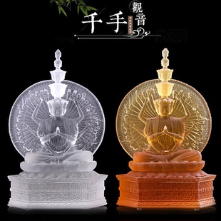 千手千眼观世音琉璃佛像十一面观音法相家居书房禅意摆件工艺品