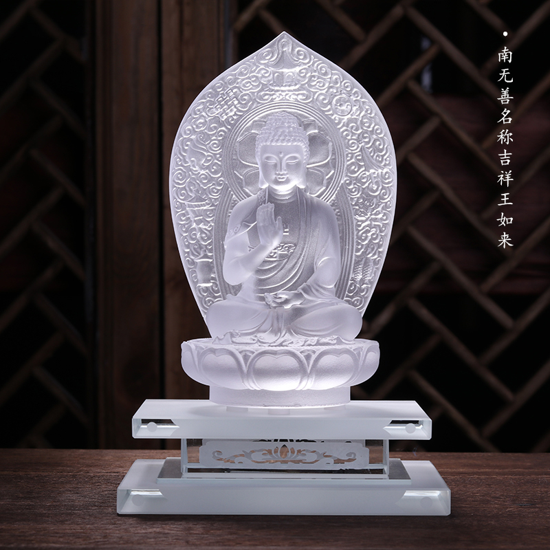 琉璃七药师佛像佛堂摆件药师佛七色带背板脱蜡铸造传统工艺烧制