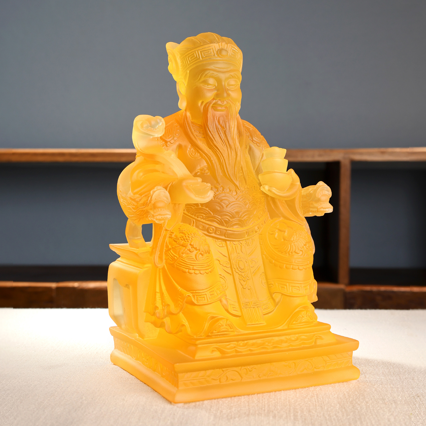 土地财神主题琉璃像中式民俗文化摆件客厅玄关装饰 乔迁商务礼品