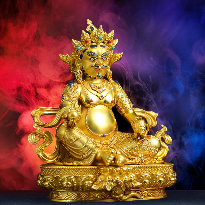 黄铜鎏金黄财神五路财神像藏式尼泊尔风格家居佛堂摆件禅意工艺品