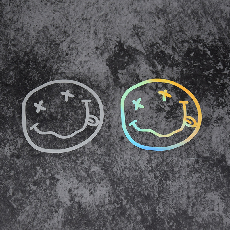 涅槃乐队笑脸nirvana汽车贴纸个性创意恶搞镂空车窗车身油箱盖潮