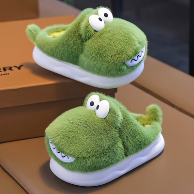 儿童棉拖鞋男童2025秋冬新款保暖宝宝毛绒绒中大童男孩女家居棉拖