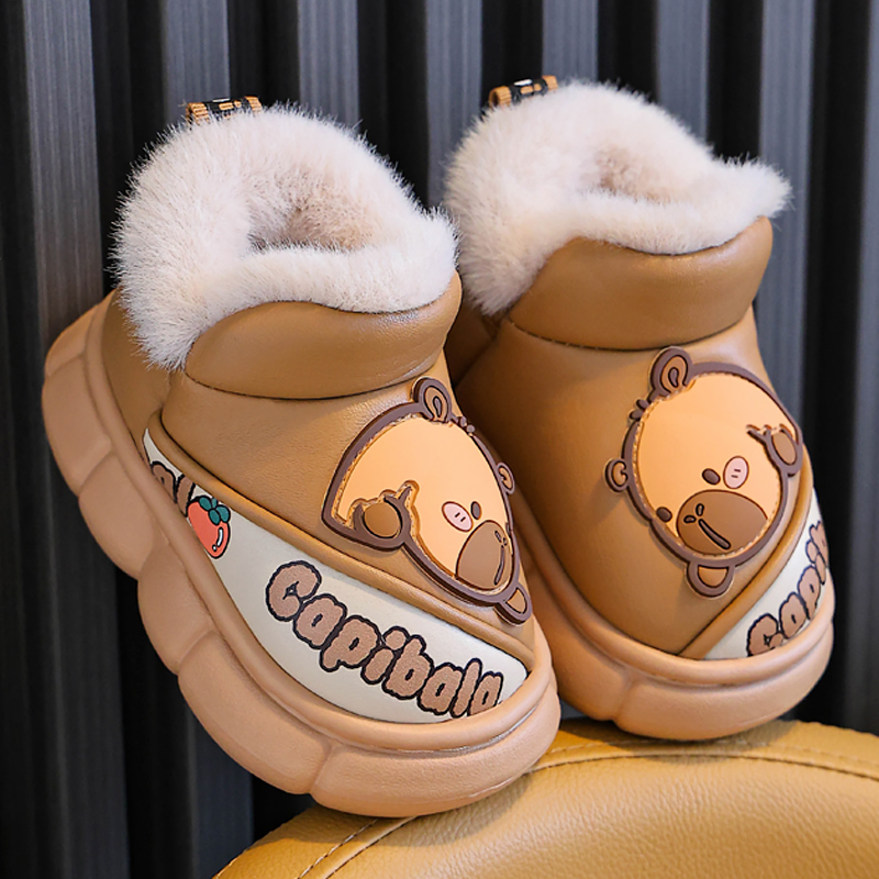 卡皮巴拉儿童棉拖鞋秋冬季包跟