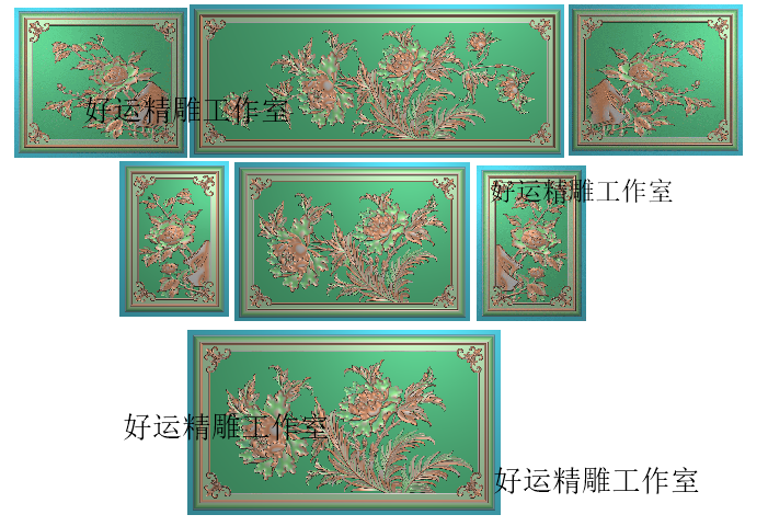 新款牡丹花鸟背板精雕图沙发靠背雕刻图灰度四季花门板荷花新中式