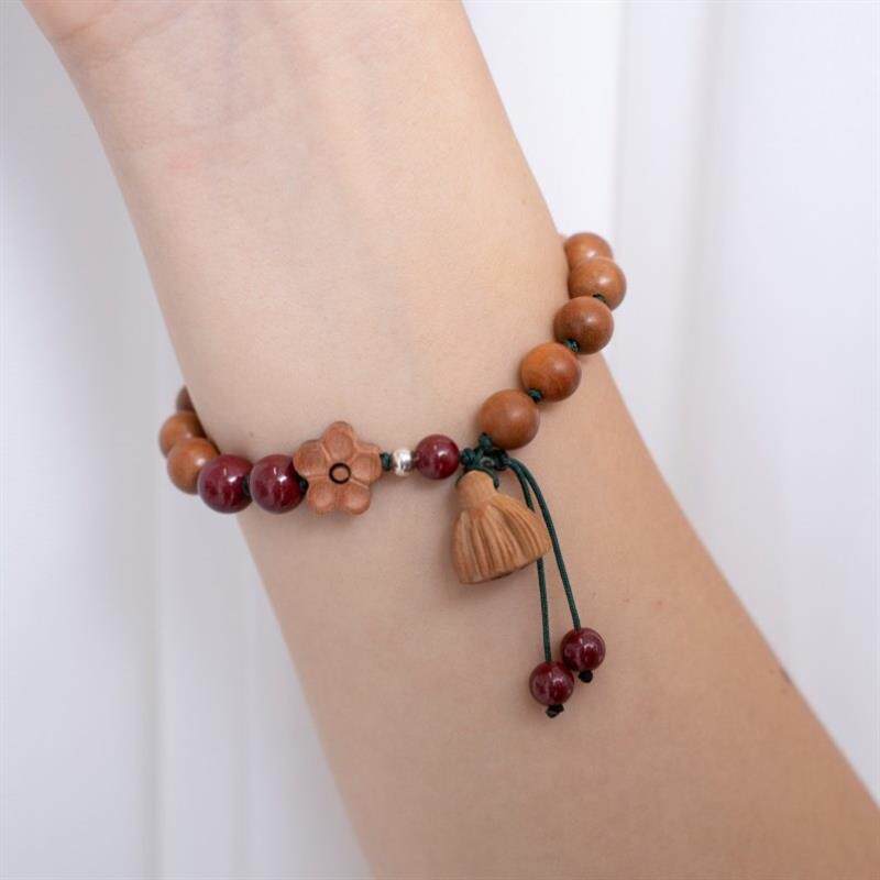僻邪手串天然桃木朱砂女款学生手链护身符新中式民族风本命年手绳