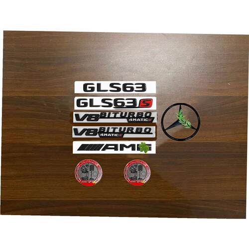 奔驰车标贴GLS改装GLS63S 车标AMG尾标苹果树侧标亮黑色装饰改装