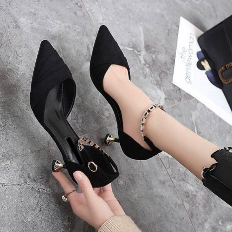 猫跟鞋2019春夏季新款女士尖头高跟鞋细跟单鞋女中跟一字扣带女鞋在类目 女鞋, 高帮鞋中 - 来自Buy2taobao.com提供专业的淘宝代购服务