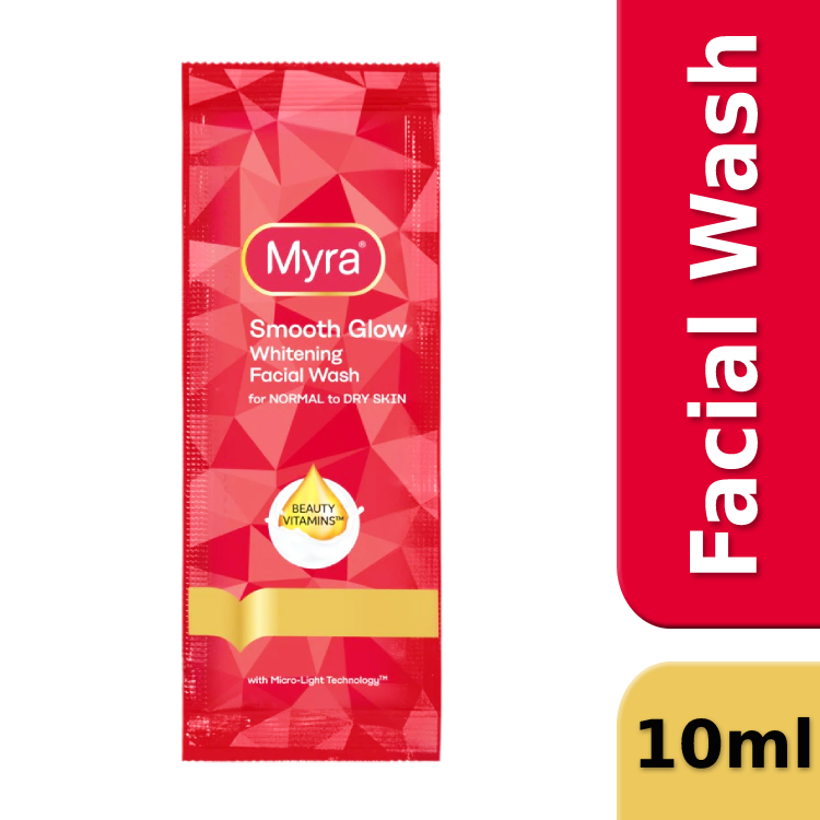 myra e smooth glow whitening facial wash 10ml