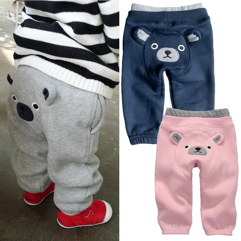 新款男女宝宝运动抓绒大PP裤加绒毛裤保暖童装裤子春秋小熊