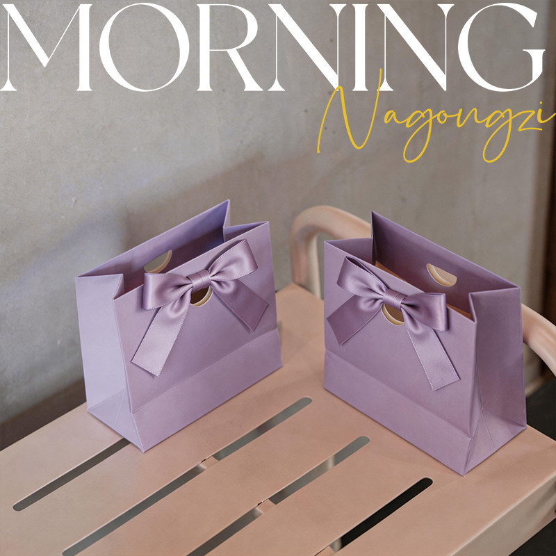 高端婚礼喜糖纸袋现货彩色蝴蝶结礼品袋白卡纸首饰袋喜糖袋logo