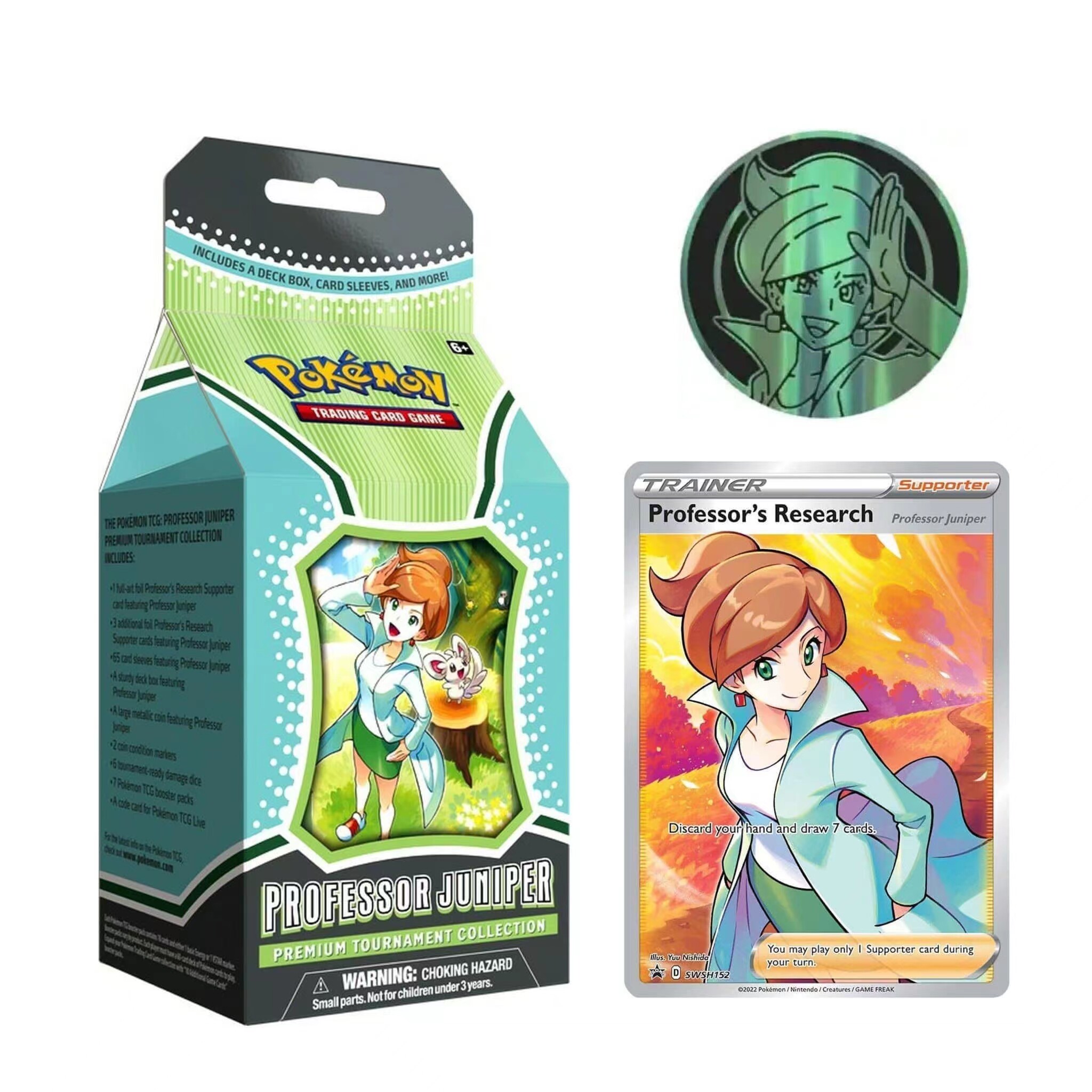 ptcg 宝可梦美版卡牌 红豆杉博士juniper硬币全图s收藏盒r抽7博士