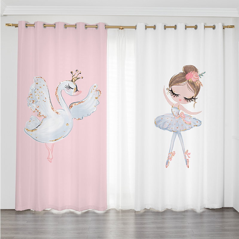 儿童房公主风粉色女孩舞蹈室瑜伽馆试衣间教室可爱卡通卧室免打孔