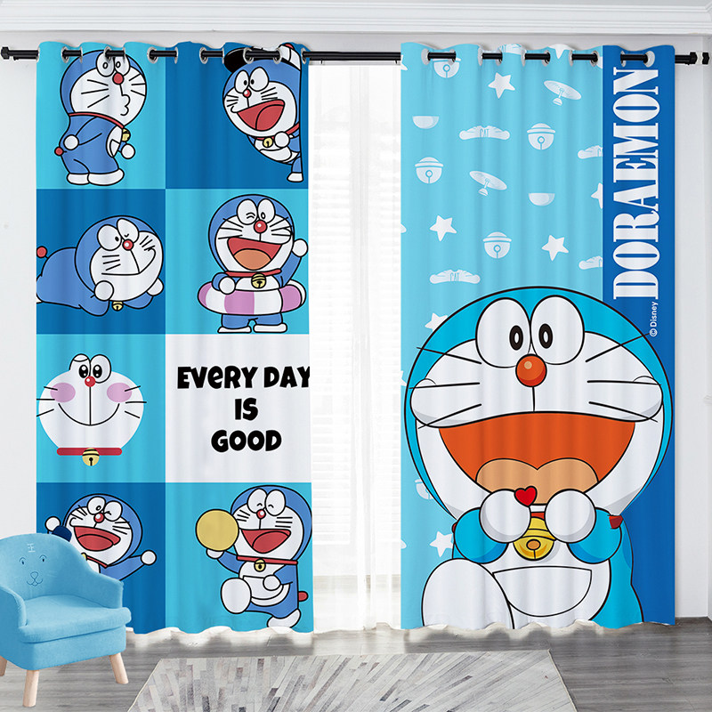 哆啦a梦机器猫叮当猫男孩卧室女孩儿童房短窗帘卡通遮光窗帘定制