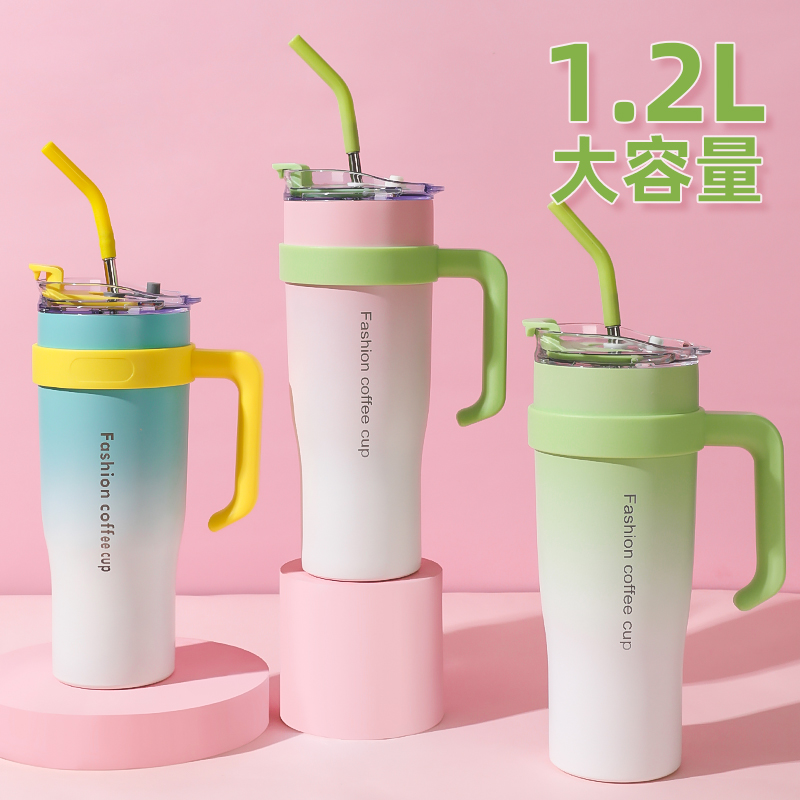 希乐扣巨无霸保温杯女2023新款大容量不锈钢内胆水杯水壶吸管杯子