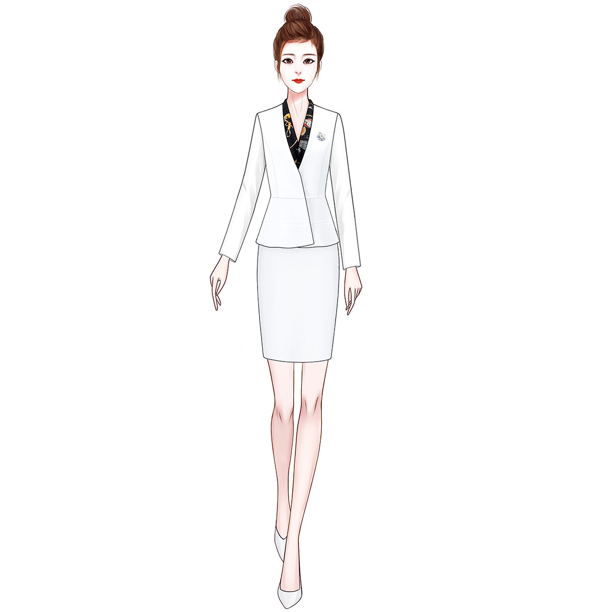OCCUPATION: WHITE SUIT TEMPERAMENT GODDESS FAN HOST FORMAL WEAR JEWELRY STORE SHOPPING GUIDE TEACHER WORK CLOTHES UNIFORM