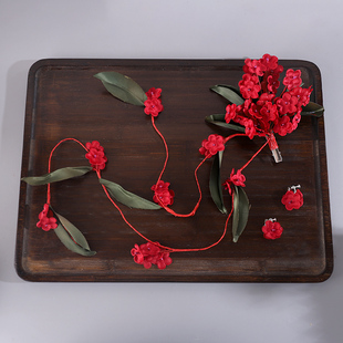 森系红色花朵中式新娘流苏盘发结婚头饰发夹新款旗袍敬酒发饰配饰