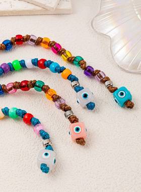 欧美新款米珠串珠手链百搭个性手饰手工小众时尚热门亚克力彩色