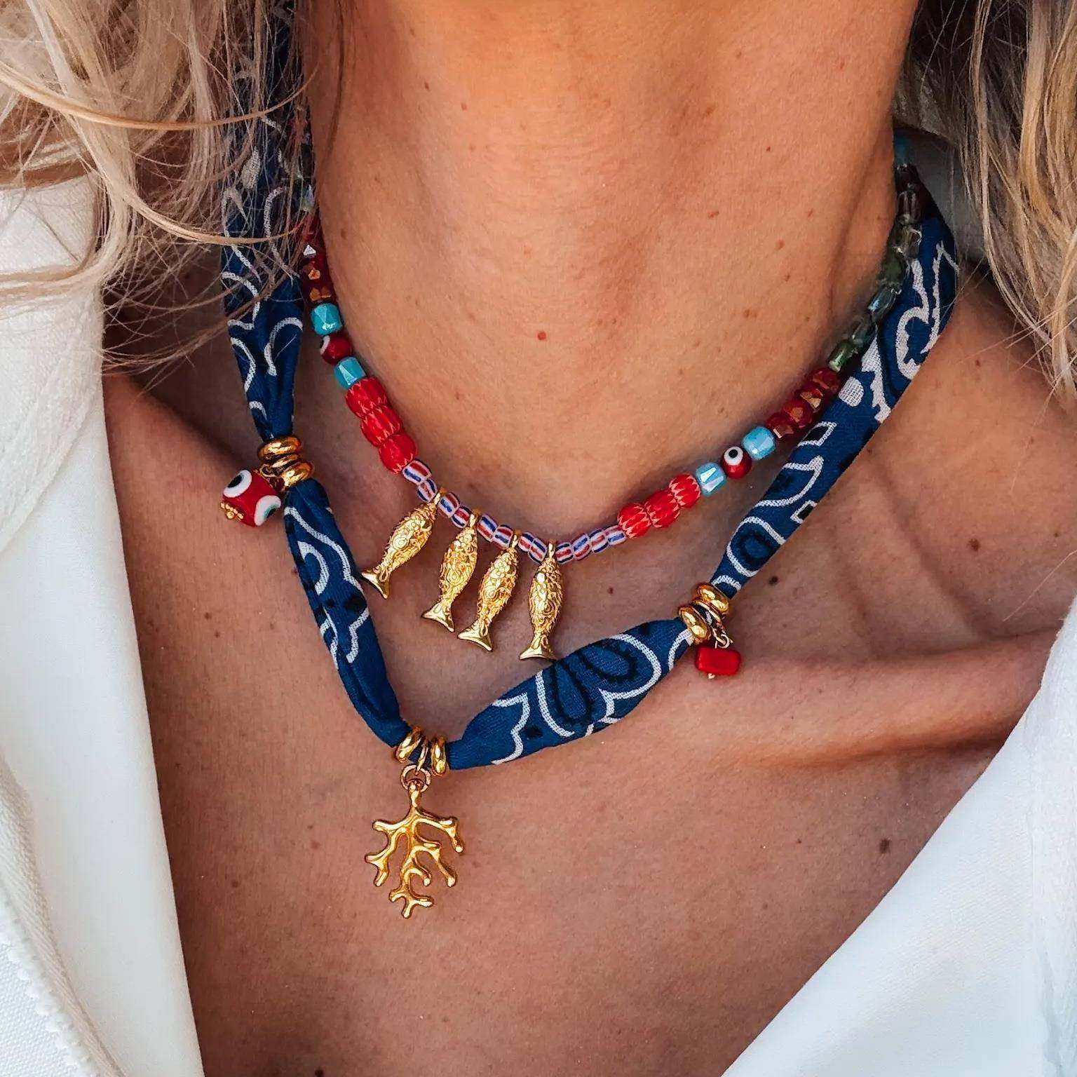 独立站彩色多巴胺珊瑚小鱼串珠项链女百搭时尚优雅气质毛衣链饰品,饰品/流行首饰/时尚饰品新,项链,淘宝优惠券,粉丝福利购,淘宝优惠卷