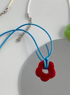 欧美跨境饰品多巴胺项链撞色亚克力醋酸项链甜美风晕染项链花朵