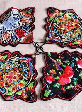 民族风配饰绣花三角手链保暖露指手套复古风特色刺绣潮流