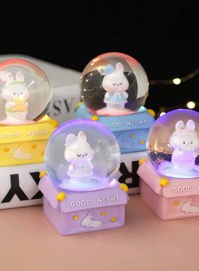 可爱卡通动物发光水晶球公仔儿童玩具生日礼物礼品送男女孩雪花球