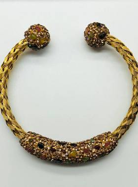 外贸欧美潮钢绕泥镶手镯手环手工镶嵌杰克砖飒爽英风厂家直供