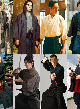 影视装日本武士服棉麻浪者忍者古装夜行衣男士汉服男剑客刀客装